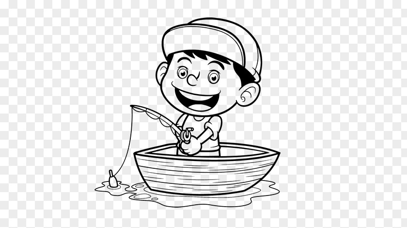 Fishing Boy Drawing Boat Painting Coloring Book PNG