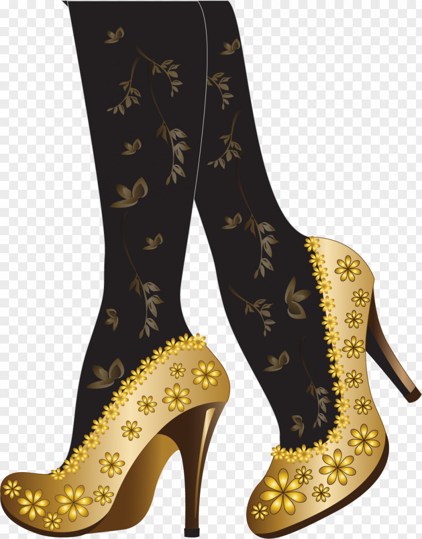 Golden Pointed High Heels High-heeled Footwear Shoe PNG