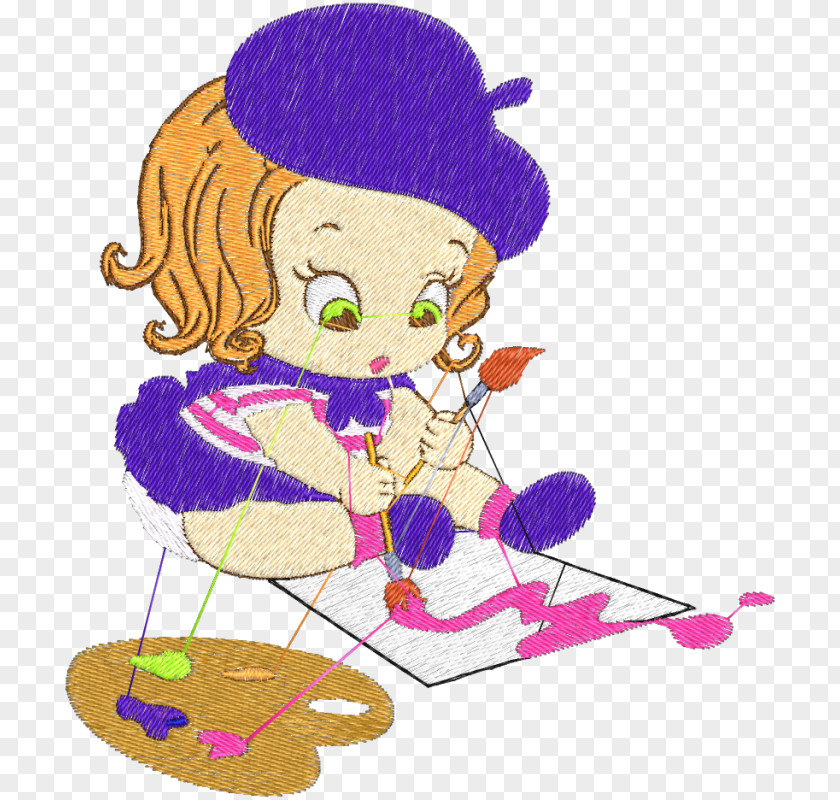 Child Painting Embroidery Clip Art PNG
