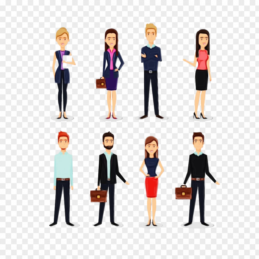 Gesture Team Cartoon Standing Figurine Formal Wear Animation PNG