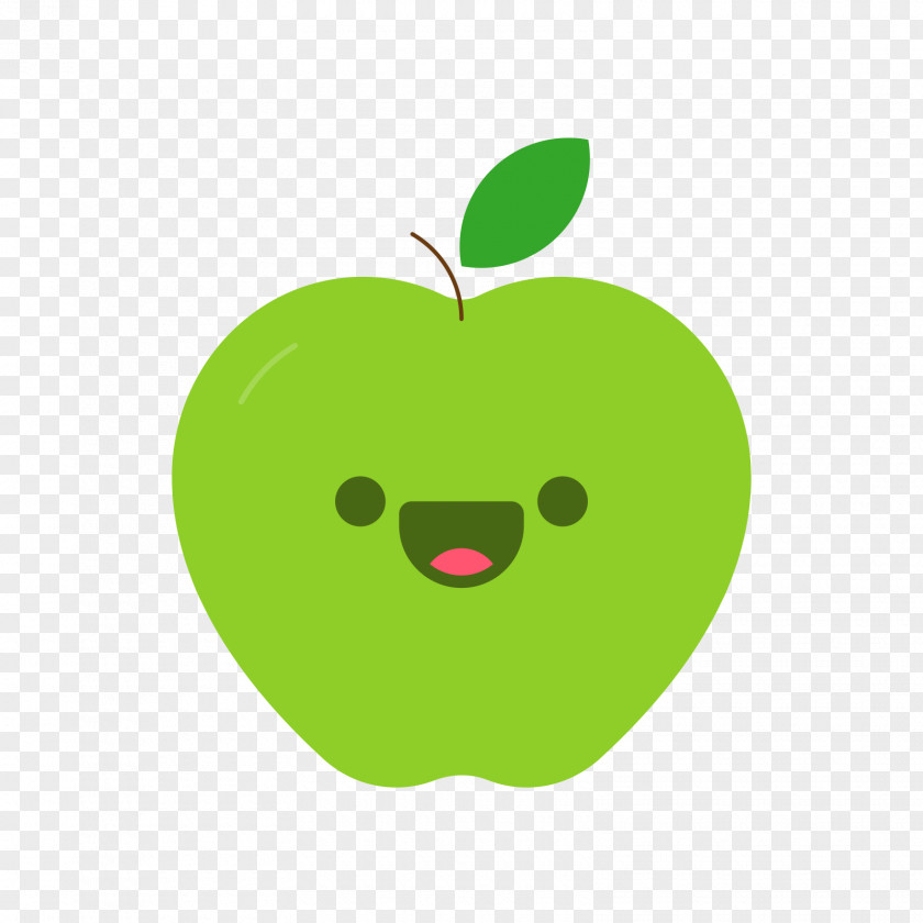 Green Cartoon Smiley Apple PNG