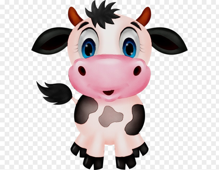 Dairy Cow Fictional Character Cartoon Animated Clip Art Bovine Snout PNG