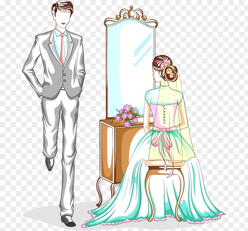 Valentines Day Painted The Bride And Groom Marriage Bridegroom Romance Wedding PNG