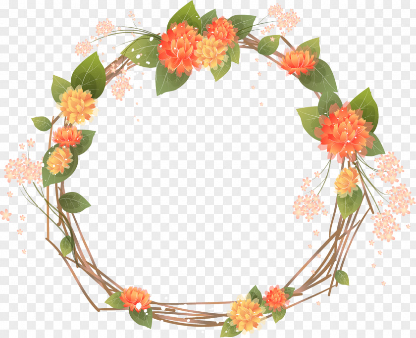 Flower Wreath Picture Frames Orange Clip Art PNG