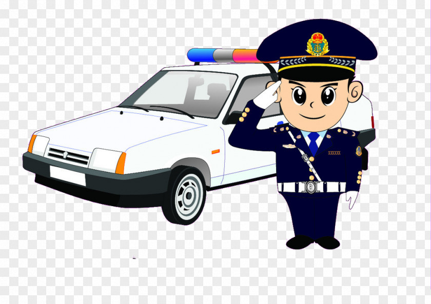 China Traffic Police Car Officer Cartoon PNG