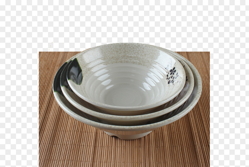 Bowl On A Bamboo Mat Ceramic Tableware Blue And White Pottery Porcelain PNG