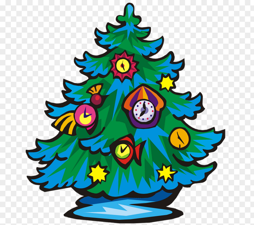 Cartoon Christmas Tree Ded Moroz New Year Drawing Clip Art PNG