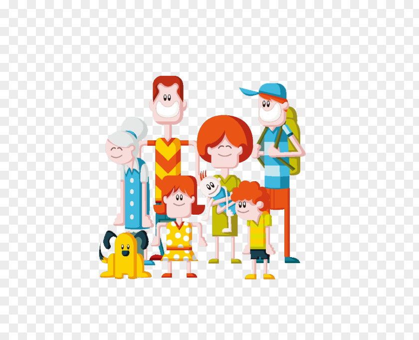 Cute Cartoon Family Poster Illustration PNG