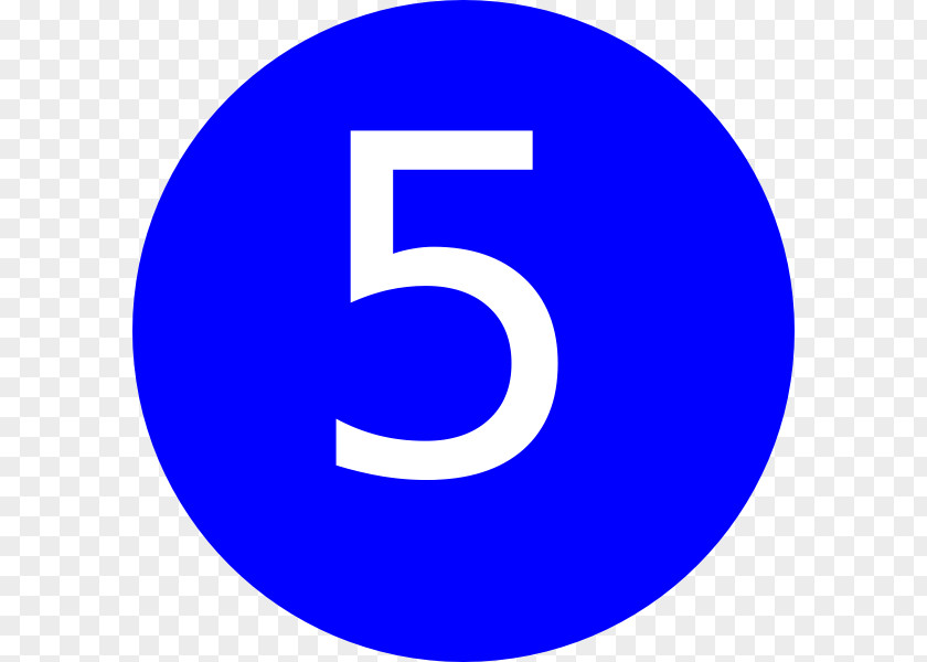 Number Five Blue Clip Art PNG