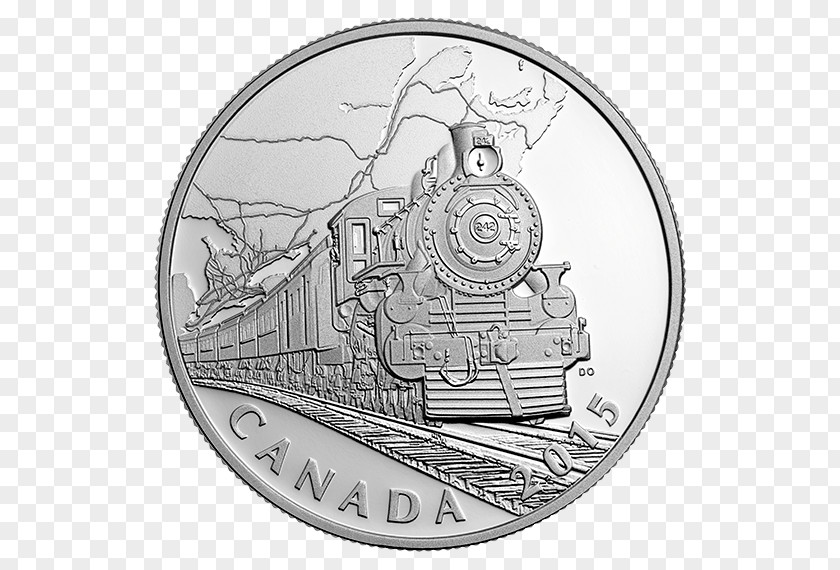 Canadian History Silver Coin Rail Transport Train Canada PNG