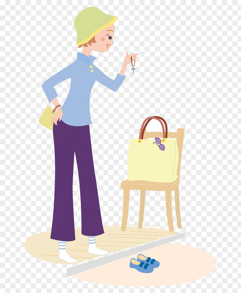 Cartoon Woman Chair Photography Illustration PNG