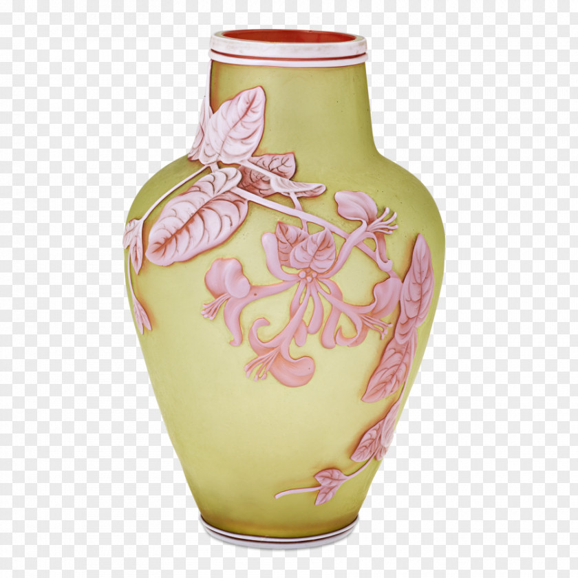 Interior Design Urn Vase Cameo Glass Art Nouveau PNG