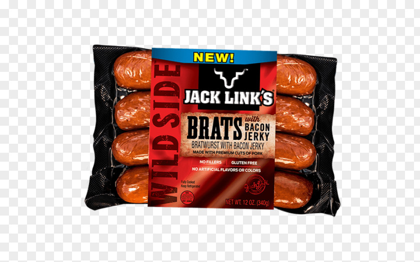 Jerky Bratwurst Jack Link's Beef Bacon Knackwurst PNG