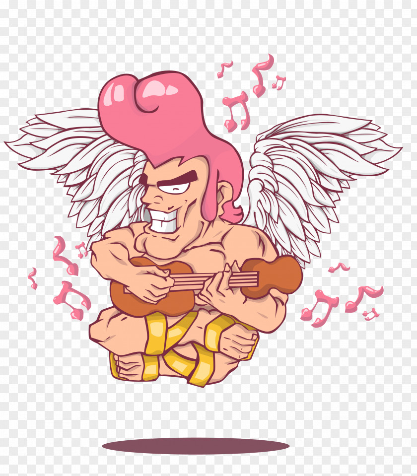 Cupid Muscle Angel Heart Illustration PNG
