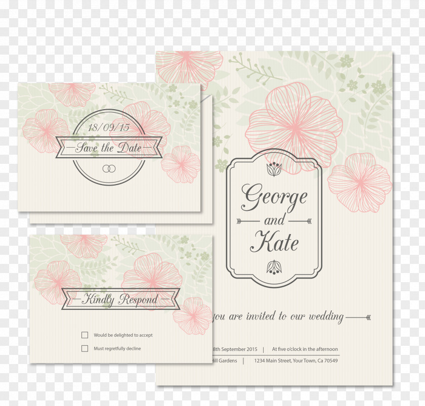 Floral Wedding Invitation Card Vector Save The Date PNG