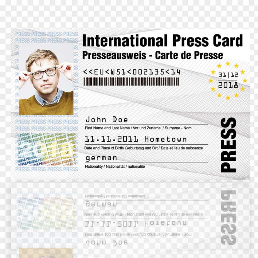 Press Card Pass News Media Journalism Journalist Fake PNG