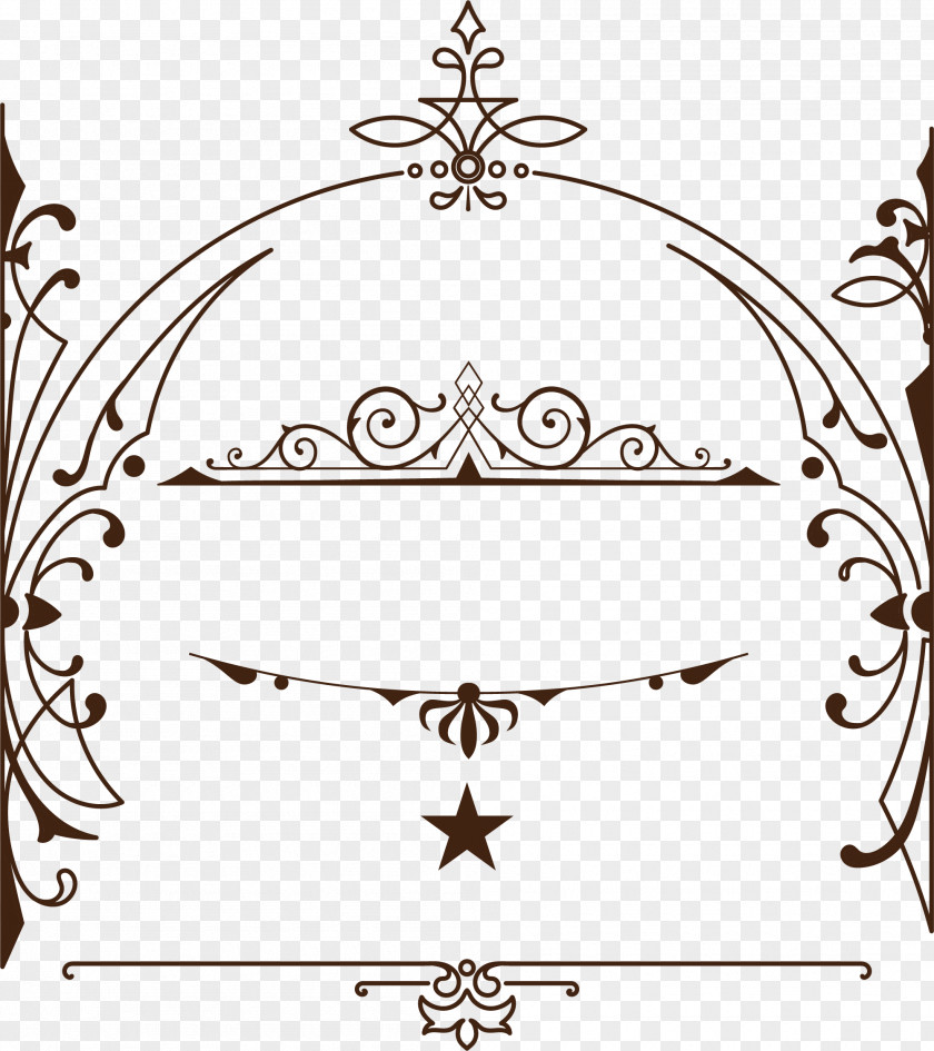 Hand Painted Brown Vine Star Clip Art PNG