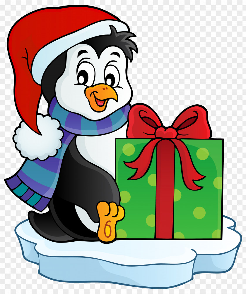 Penguins Penguin Santa Claus Christmas Gift Clip Art PNG
