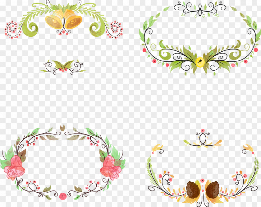 Vector Painted Garlands Floral Design Watercolor Painting Euclidean Clip Art PNG