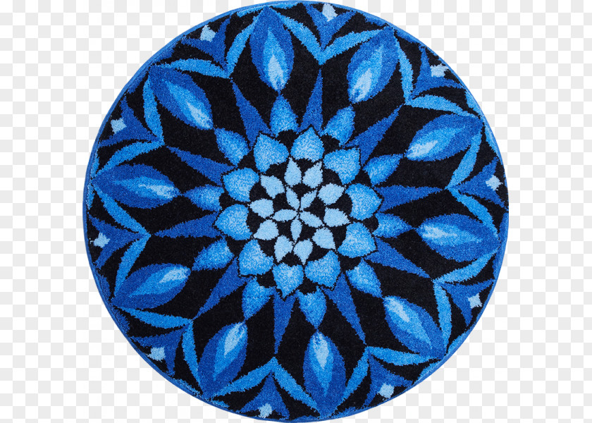 Carpet Mandala Blue Diameter Beige PNG