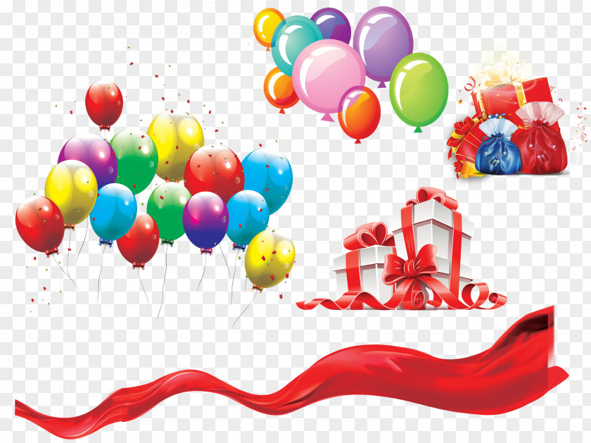 Balloon Gift Ribbons Party PNG