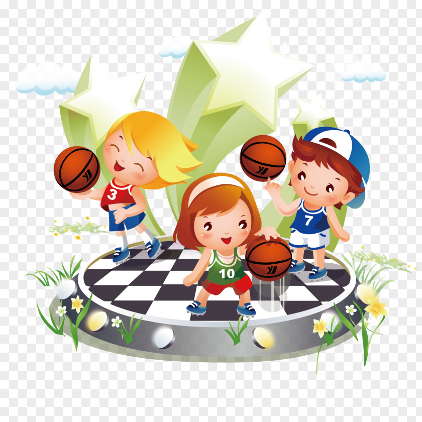 Children's Cartoon Basketball Vector Material Sport Child Illustration PNG