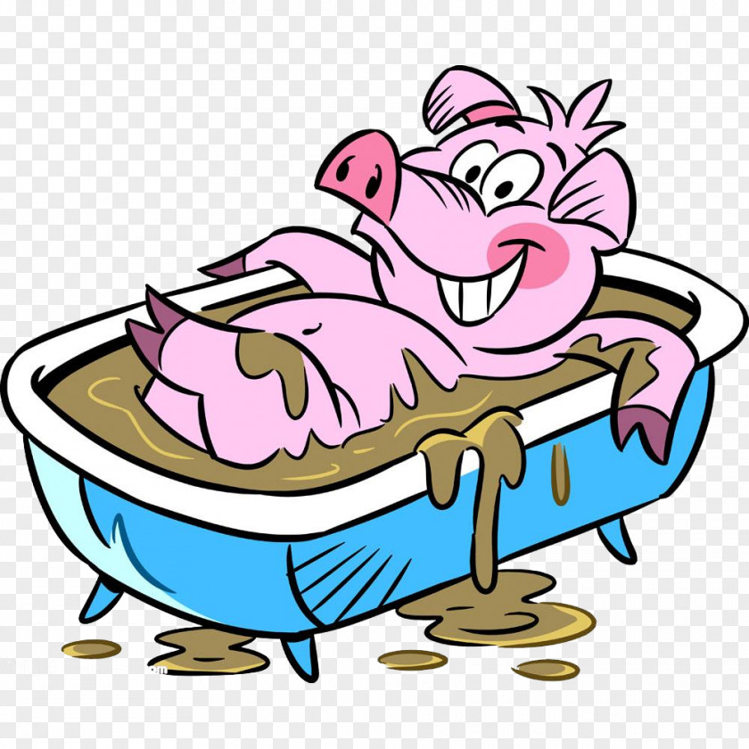 Cute Bathtub Bathing Cartoon Pink Pigs Domestic Pig Stock Photography Clip Art PNG