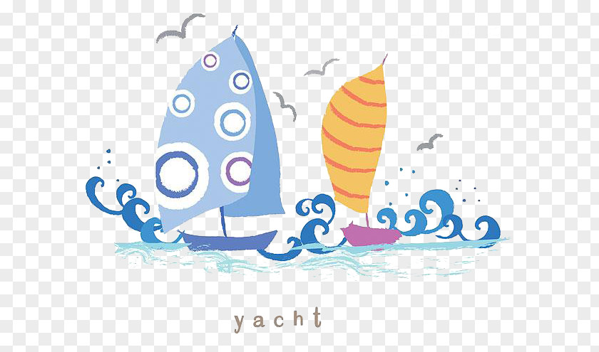 Hand-painted Boats And Waves Graphic Design Wind Wave PNG