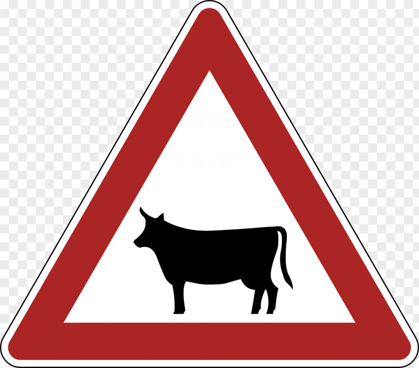 Road Traffic Sign Warning Cattle PNG