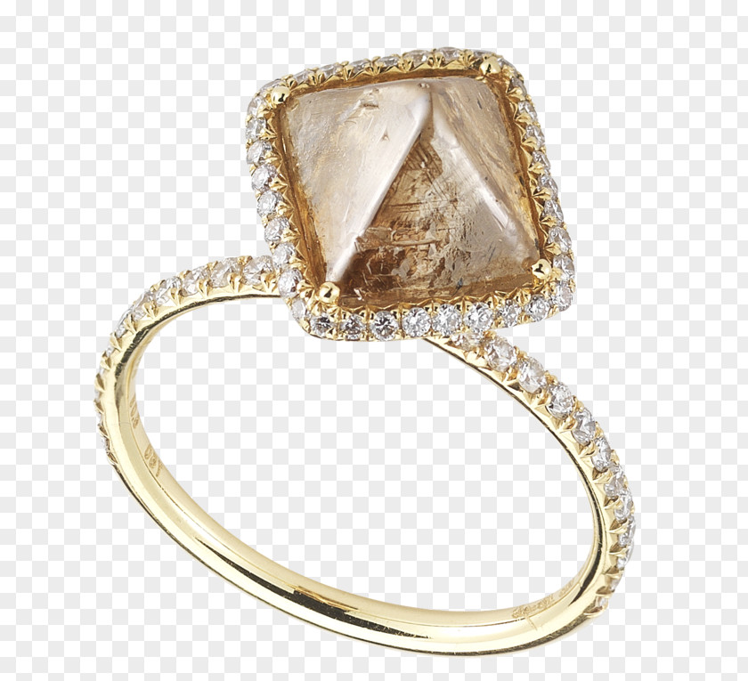Ring Engagement Rough Diamond Gold PNG