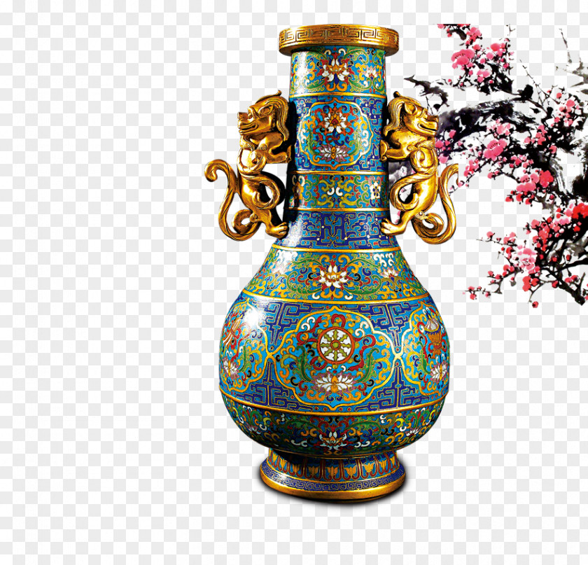 Classical Decorative Bottle Vase Chinoiserie Download PNG