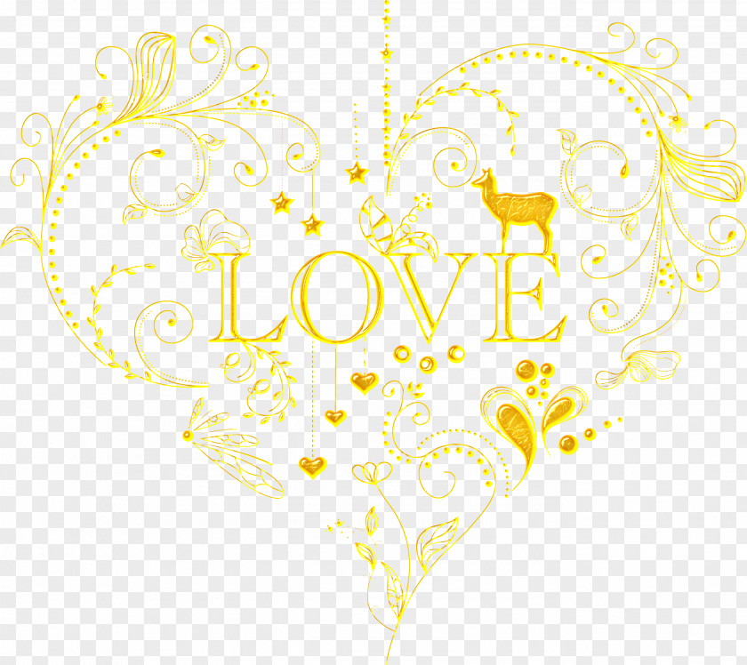 Gold Heart Graphic Design Text PNG