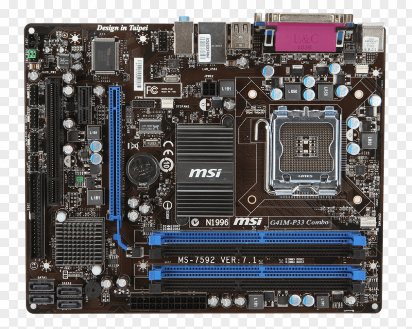 Intel Msi Lga775 G41 4*ddr3 4*usb2.0 Lan Vga Micro-atx Motherboard LGA 775 MSI G41M-P33 Combo PNG