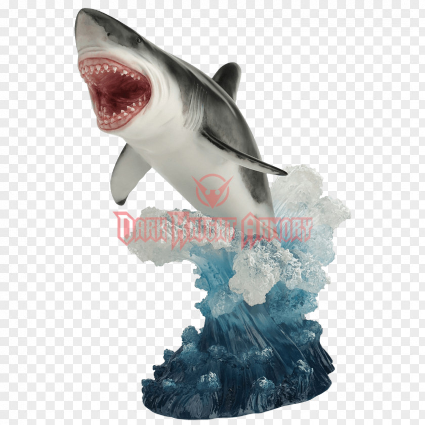 Shark Leaping Great White Sculpture Statue PNG