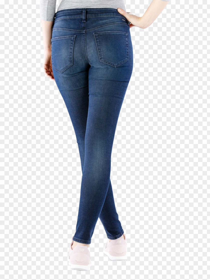 Slim Woman Leggings Electric Blue Cobalt Jeans Waist PNG