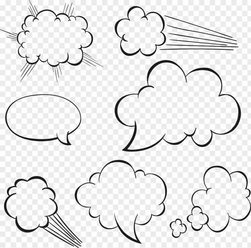 Vector White Explosion Effect Cloud Drawing Speech Balloon PNG