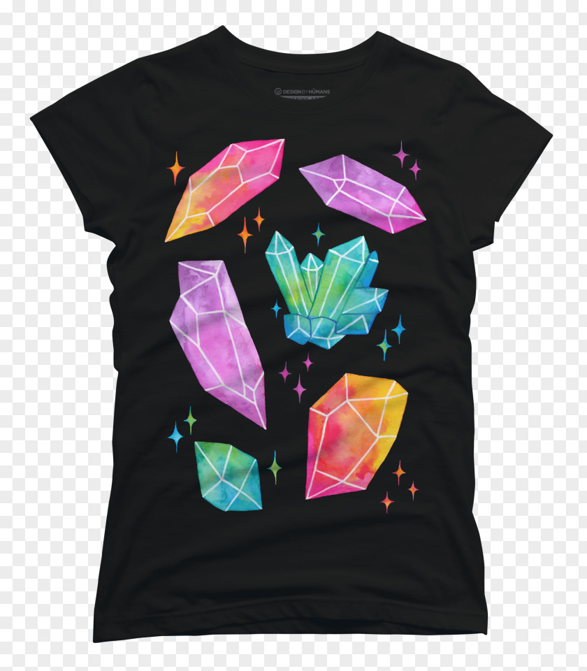 T-shirt Crystal Cluster Watercolor Painting PNG