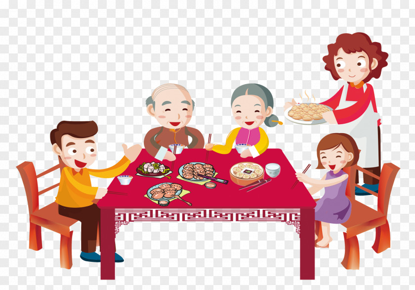 New Year's Eve Family Reunion Dinner To Pull Material Free China Tangyuan Clip Art PNG