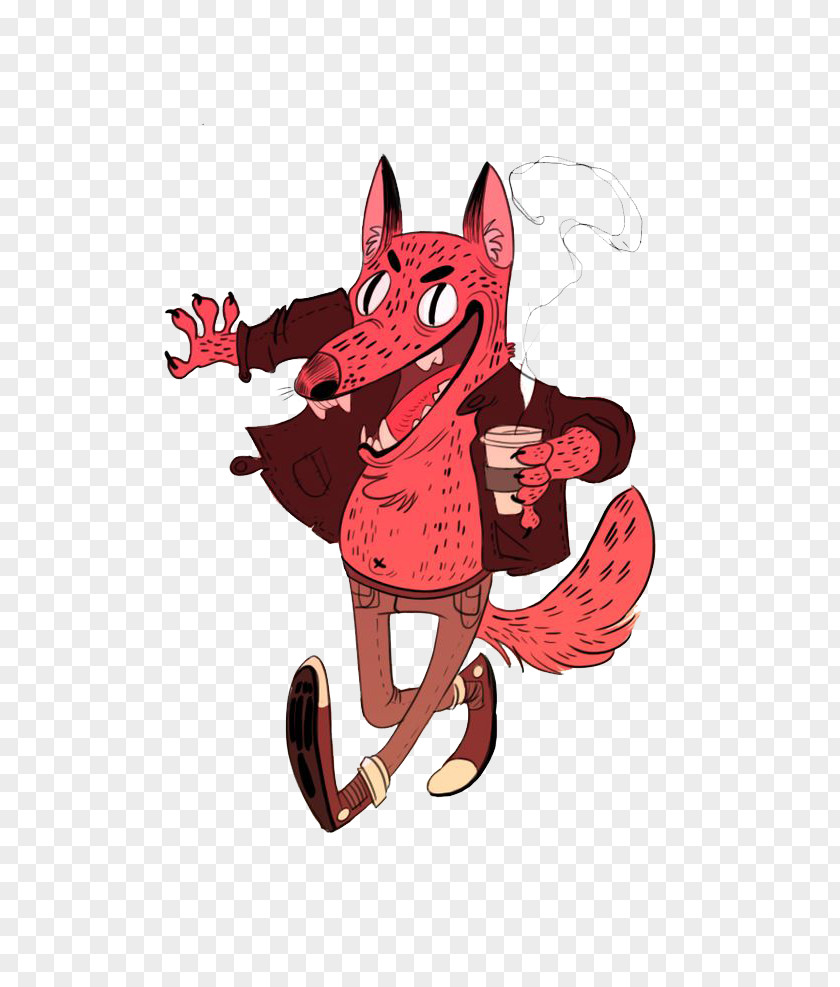 Wolf Coffee Cartoon Drawing Model Sheet Illustration PNG