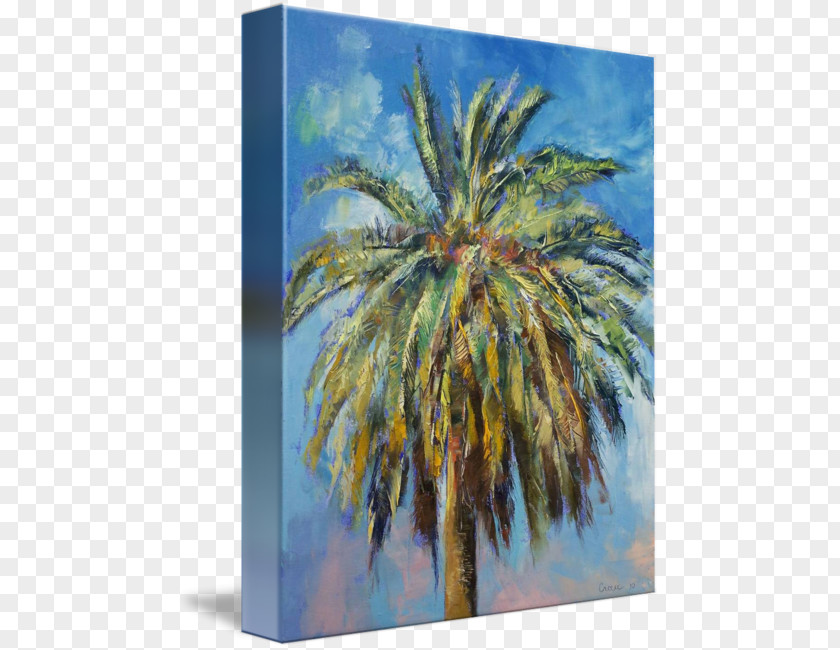Date Tree Palm Painting Canary Islands Canvas Print PNG