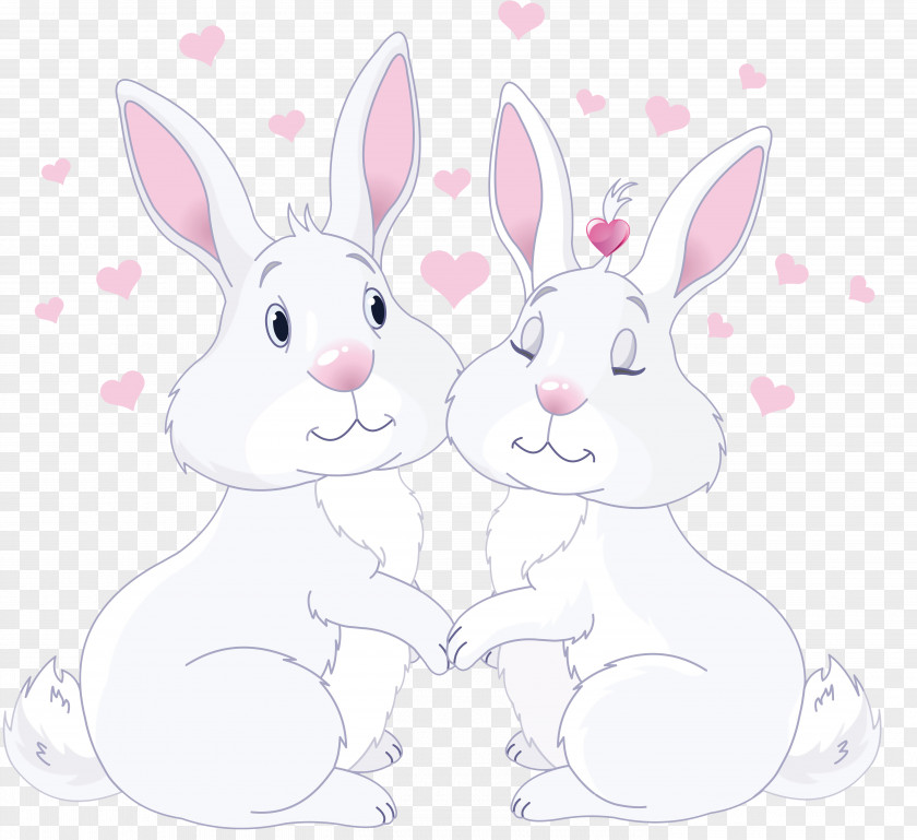 Cute Bunnies In Love Clipart Picture Domestic Rabbit Easter Bunny Hare Whiskers PNG