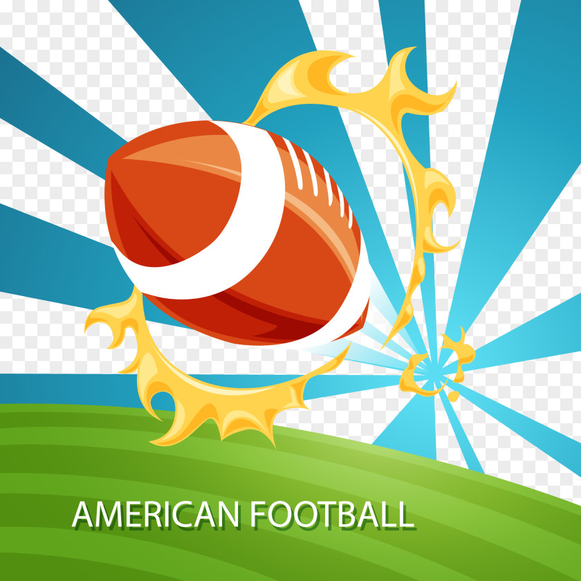 American Football Background Ball And Fire Ring Vector PNG