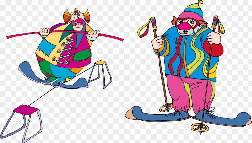 Cartoon Clown Performance Skiing Circus PNG