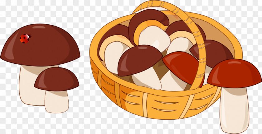 Vector Basket Of Mushrooms Edible Mushroom Clip Art PNG