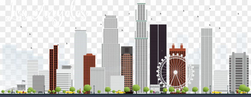 Vector Skyscraper Los Angeles Skyline Clip Art PNG