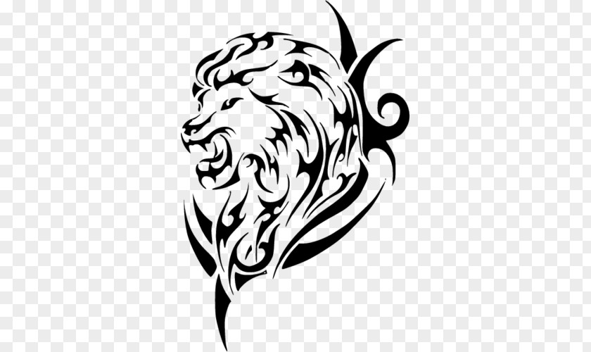 Lion Drawing Tribal Sleeve Tattoo Face Ink PNG