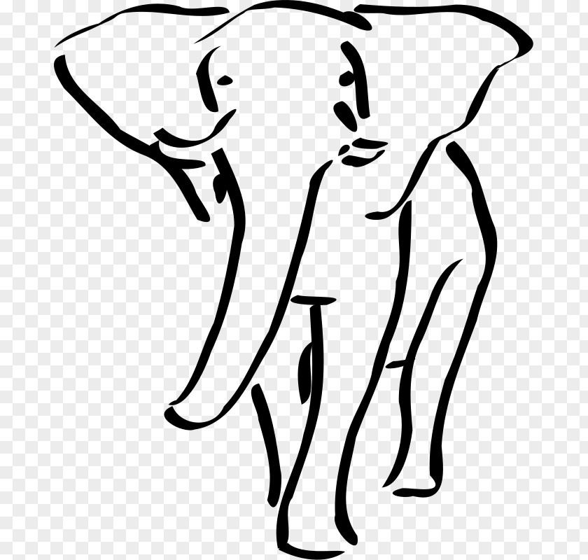 Elephant Rhinoceros Outline Clip Art PNG