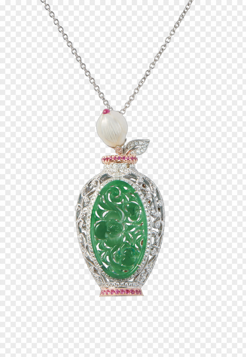 Jade Necklace Locket Emerald PNG