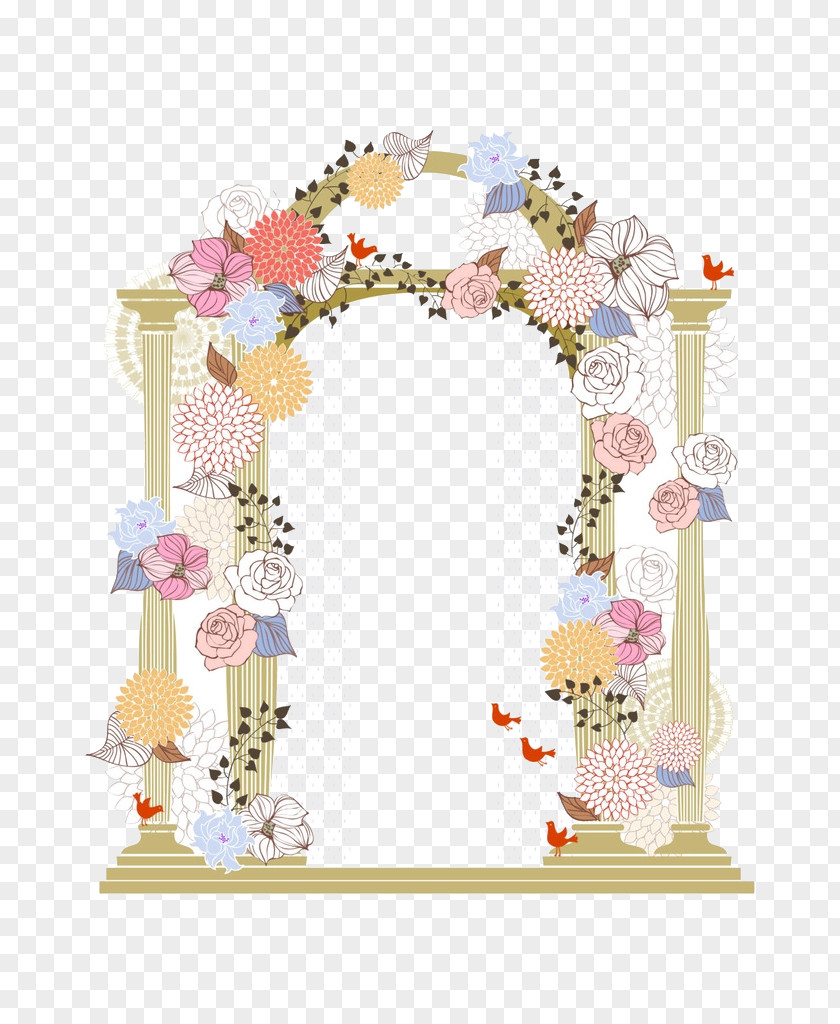 Wedding Flower Door Arch Illustration PNG