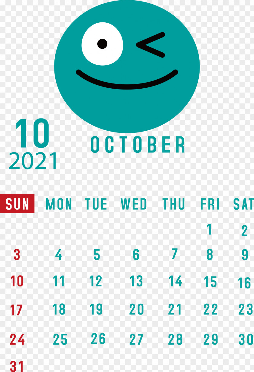 October 2021 Printable Calendar PNG